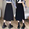 Meia-saia Estilo Outono Casual de Alta Qualidade Irregular Solta Meia-saia Comprimento Médio de Outono Suporte para Barriga Saia Tendência Outono/Inverno