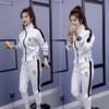 Estação Europeia Conjunto Casual Feminino 2023 Primavera e Outono Nova Moda Jaqueta Cardigã Gola Alta Leggings Conjunto Esportivo de Duas Peças