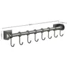 Estante de Almacenamiento para Cocina, Ganchos para Cocina, Barra con Ganchos Móviles, Barra Colgante sin Taladro, Soporte para Espátulas y Cucharas, Almacenamiento Montado en Pared