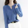 Nuevo Cárdigan Otoño/Invierno 2026 Manga Larga Cuello Redondo Corte Holgado Suéter Tejido Top Versátil Estilo Oficina Ropa para Mujer Dropshipping