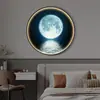 Estrellas y Mar Pintura Decorativa Redonda para Vestíbulo Pintura Iluminada con LED Estilo Lujo Ligero Pintura Colgante de Mesita de Noche Pintura de Pared de Fondo para Pasillo