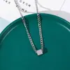 Collar Wang Yibo mismo colgante cuadrado hip hop personalidad para hombre todo partido titanio acero inoxidable venta directa de fábrica al por mayor
