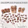 Acessórios de Nail Art de Liga Metálica Cor Café Maillard Mais Vendidos Outono e Inverno Acessórios de Unha Wear Laço Cor Castanha Coração