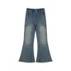 Pantalones de Invierno 2025 para Niñas Amybaby, Estilo Nuevo, Forro de Felpa, Cálidos, Con Flecos, Ligeramente Acampanados, Modernos, Versátiles, Jeans