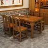 Novo Conjunto de Mesa e Cadeiras de Jantar para Restaurante em Madeira Maciça Estilo Chinês, Mesa Retangular para Loja de Churrasco, Loja de Café da Manhã, Lanchonete