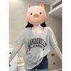 Camiseta de Manga Corta con Estampado de Letras Retro Americano para Mujer Talla Grande Chica Gordita Verano Ajuste Holgado Cubre la Carne y Adelgaza Blusa Top Protector Solar
