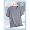 Camiseta Masculina de Manga Curta Verão Casual Malha Respirável de Seda Gelada Tops Esportivos para Corrida Secagem Rápida Tendência da Moda de Verão