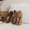 352-1 Estilo Artístico Sapatos Femininos de Couro Genuíno Slip-On, Confortáveis com Solado Macio para Mães, Mocassins Retrô Versáteis