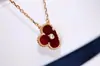 Collar Grande Van Gogh de Nácar Blanco para Mujer, Trébol de Cuatro Hojas, Chapado en Oro de 18K, Versión de Alta Gama, Cadena para Suéter de Nácar Rojo para Mujer, Fabricante