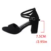 Sandalias de Moda con Tacón Grueso y Tacón Alto, Estilo Nuevo Invierno 2025, con Punta Descubierta (Peep-Toe), Gamuza, Hebilla, Directo del Fabricante, Exportación Transfronteriza, Calzado para Mujer