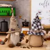 Decoración Navideña para el Hogar Muñeco de Café sin Rostro Adorno de Gnomo Sosteniendo Granos de Café Adorno de Muñeco Rudolph