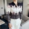 Nova camisa masculina da moda manga longa camisa estampada da moda slim polegada vestuário versão de coleta de fornecimento transfronteiriça-P5X20