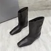 Botines Chelsea hasta la pantorrilla, botines cortos para mujer, nuevo estilo otoño e invierno 2026, punta cuadrada, que aumentan la altura, botines de moda para pantorrilla ancha, botines de cuero de moda sin cordones