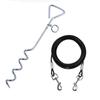 Cuerda de tracción de alambre de acero de doble cabezal para exteriores, uno a dos, clavo de tierra en espiral, estaca fija, estaca para perro, estaca para atar perro, accesorios para mascotas a juego
