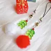 Árbol de Navidad transfronterizo pompón verde hoja de vidrio colgante cordón para teléfono móvil funda de teléfono accesorio de decoración con cuentas