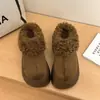 Pantuflas de Felpa Forradas de Lana de Cordero Pequeñas para Mujer 2026 Invierno Antideslizantes Cálidas Gruesas de Punta Cerrada de Algodón