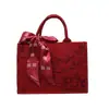 Bolsa Feminina da Moda Bolsa Tote Bordada Bolsa Grande Vermelha de Alto Padrão Bolsa de Temperamento Feminino Bolsa de Noiva Uso Diário Feminino