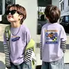 Camiseta de Manga Larga para Niños Primavera y Otoño 2026 Nueva 100% Algodón Infantil Cuello Redondo Elegante Falso Dos Piezas Casual para Niños Mayores