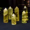 Prisma Hexagonal de Punta Única de Cristal Amarillo, Prisma Hexagonal Pulido en Bruto de Cristal Amarillo, Adorno de Columna de Cristal Amarillo, Directo del Fabricante