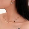 Set de aretes y collar de comercio exterior, moda Joker, estrellas doradas, aretes de perlas, collar, juego de 2, outlet de fábrica