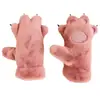 Guantes de Invierno Lindos de Dibujos Animados de Pata de Gato sin Dedos para Niñas, Guantes Cálidos de Felpa, Guantes Gruesos de Pata de Oso Peluda de Medio Dedo
