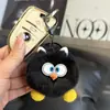 Piel Sintética de Conejo Rex Gafas Lindas Llavero de Bola de Carbón Pequeña Colgante de Peluche Muñeco de Dibujos Animados Colgante para Bolso