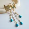 Pendientes Europeos y Americanos Transfronterizos de Fénix Incrustados con Diamantes en Forma de Gota de Agua, Pendientes Retro Exquisitos, Estilo de Lujo Ligero y Alta Gama, Pendientes de Estilo Nacional para Mujer