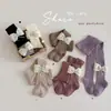 Medias infantiles premium, calcetines de una pieza para niñas, leggings de rayas verticales para primavera y otoño con lazo, estilo princesa, Clase A
