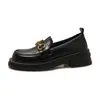 Mocasines de Cuero Genuino para Mujer Primavera 2026 Nuevo Estilo Japonés Zapatos JK Mary Jane Zapatos sin Cordones con Hebilla de Caballo