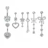 Set de Anillos para Ombligo Incrustados con Circonia Transfronterizos, Exquisitos Anillos para Ombligo, Tachuelas para Ombligo, Joyería para Piercings Corporales en Venta al por Mayor en Línea