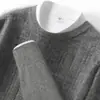 Suéter de Cachemira para Hombre Otoño Invierno Cuello Redondo 100% Cachemira Pura Suéter Tejido Color Sólido Casual Jersey Tejido Camiseta Base