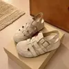 Sandalias Retro Estilo Bosque de Punta Cerrada para Mujer Modelo Nuevo 2026 Uso Bidireccional Calados Medias Zapatillas Tejidas Suaves Planas Zapatos de Jaula de Cerdo