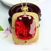 Ai Yu Joyería Estilo Francés Colgante de Vidrio Rojo Sangre de Paloma Collar Imitación Rubí Venta al por Mayor Transfronteriza Europea y Americana S5021607