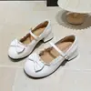 Punta Redonda Lazo Ballet Versátil Falda Mary Janes Planos Tacones Altos Lolita Zapatos Pequeños de Cuero JK Princesa Dulce