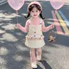Suéter para niña estilo coreano con pompones de piel sintética, nueva colección otoño/invierno 2026, tejido de punto moderno y elegante para niñas pequeñas