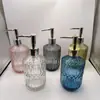 Botella de Vidrio Transparente Rombo de 400 ml para Desinfectante de Manos, Cosméticos, Loción con Dosificador, Gel de Ducha