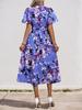 Amazon Europeu e Americano 2024 Verão Venda Quente Vestido Vintage Estampado com Cadarço Envelope Decote V Casual Vestido Feminino