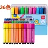 Deli 70655 Plumas de Acuarela para Estudiantes de Primaria con Sellos, Plumas de Colores Lavables para Dibujar a Mano Infantil 36 Colores