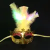 Máscara Luminosa Fiesta de Baile de Halloween Pequeña Belleza Veneciana Pluma Juguete para Niños Carnaval Princesa