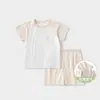Conjunto de verano para bebé, ropa exterior fina y transpirable de manga corta para niños, pijama de dos piezas para niños y niñas, ropa de verano para bebé