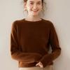 Suéter de Caxemira com Manga Raglan e Gola Redonda para Mulheres Outono e Inverno Novo Elegante Camisa de Base Tricotada para Todos os Fósforos Solto Suéter Interno Quente