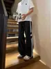 Pantalones de chándal anchos con estampado de letras retro americano y tres rayas para hombre y mujer, marca de moda, holgados, casual, deportivos, versátiles, largos
