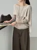 Suéter Tejido de Lino Simple para Mujer, Suéter de Lana Estilo Old Money, Top Elegante de Doble Uso 2766