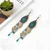 Pendientes Retro Bohemios Europeos y Americanos con Diseño de Gota de Agua, Pendientes Exagerados de Aleación Estilo Étnico de Foto de Viaje de Yunnan para Mujeres