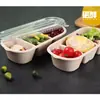 Comércio Exterior Transfronteiriço Recipiente de Alimentos Descartável de Polpa Caixa Bento Japonesa Longa com Três Compartimentos Caixa de Bolo de Três Sabores de Celebridade da Internet Assado de Três Peças