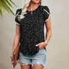 Ebay comercio exterior transfronterizo nuevo top de manga corta para mujer cuello redondo manga corta casual encaje estampado camiseta ajustada para mujer