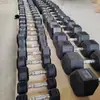 Halteres para Fitness Doméstico no Atacado, Halteres Fixos para Treino Comercial de Músculos do Braço, Halteres para Equipamentos de Fitness, Halteres Hexagonais Revestidos de Borracha