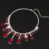 Collar de Gota de Agua Retro Francés Aretes para Mujer Estilo Corte Hong Kong Cadena para Clavícula de Rubí Cadena para el Cuello Elegante de Lujo Ligero Cena Moda