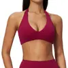 Sutiã de Yoga Escovado para Mulheres, Decote V Halter, Costas Bonitas, Fitness, À Prova de Impacto, Push-up, Sutiã Esportivo Sem Aro 5575