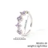 Anillo Abierto de Lujo Minimalista Ins de Nicho con Forma de Gota de Agua Cruzada Anillo de Hoja Francesa Dulce y Fresco para Mujer